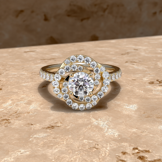 Flower Diamond Halo Ring