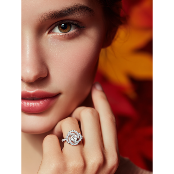 Flower Diamond Halo Ring