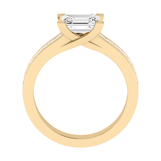 Emerald Diamond East to West Set Shoulder Set Ring