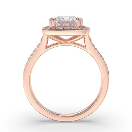 Princess Diamond Bezel Set Single Halo Shoulder Set Ring