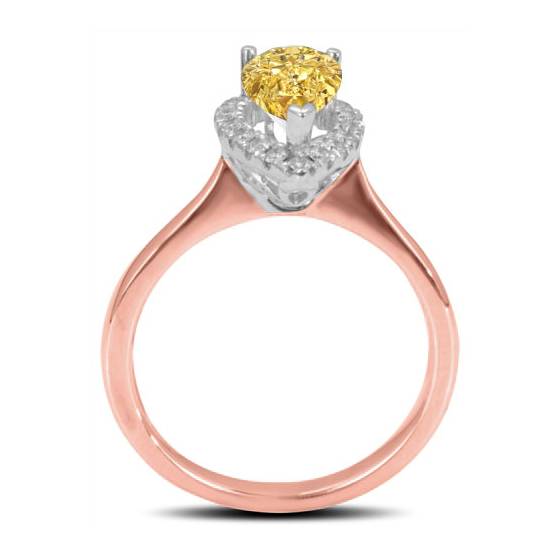 Fancy Yellow Pear Diamond Halo Ring