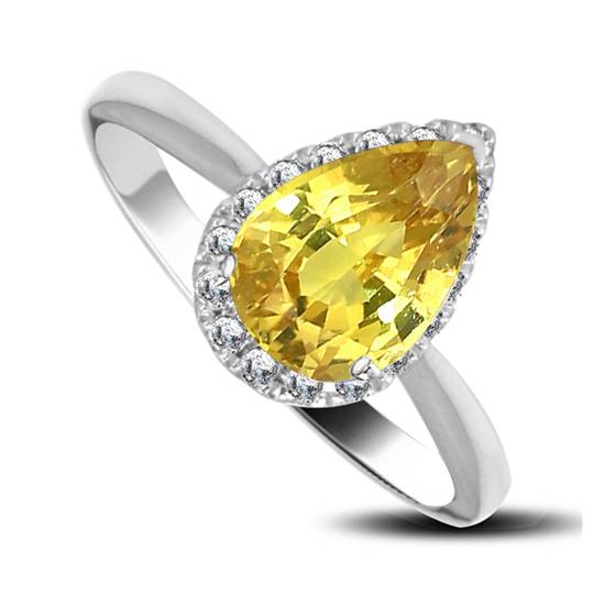Fancy Yellow Pear Diamond Halo Ring
