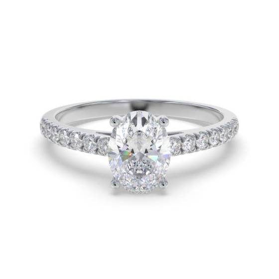 GIA Certified 1.40ct VVS2/F Oval Diamond Shoulder Set Ring
