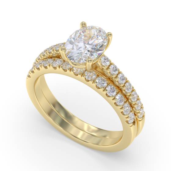 Oval Diamond Shoulder Set Ring