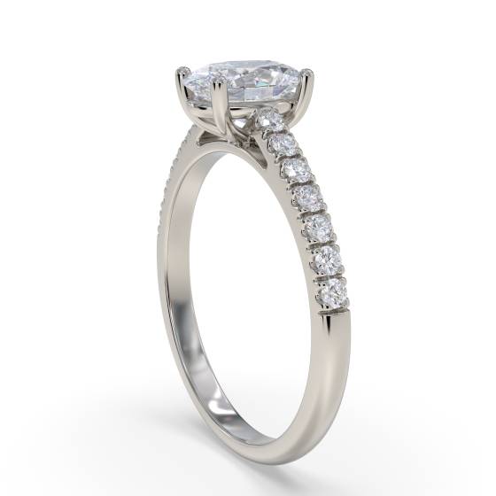 Oval Diamond Shoulder Set Ring