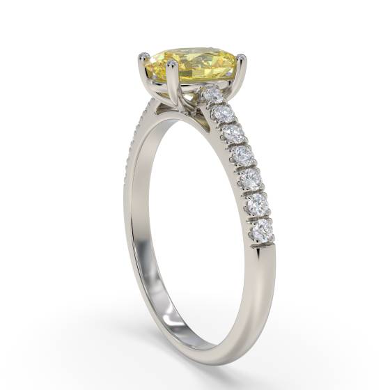 Fancy Yellow Oval Diamond Shoulder Set Ring