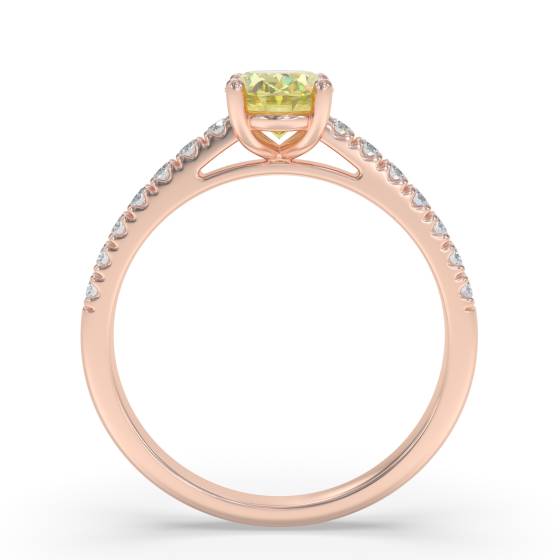Fancy Yellow Oval Diamond Shoulder Set Ring