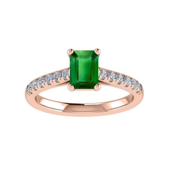 Emerald Diamond Shoulder Set Ring