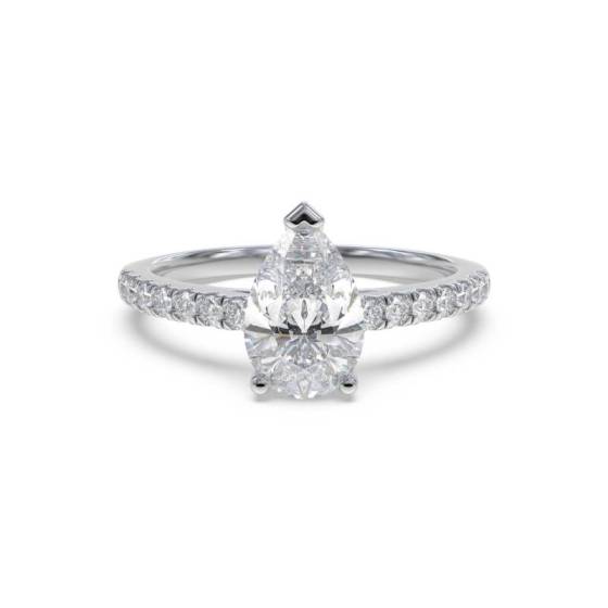 GIA Certified 1.00ct SI1/D Pear Diamond Shoulder Set Ring