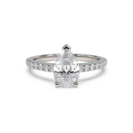 GIA Certified 1.10ct SI1/E Pear Diamond Shoulder Set Ring