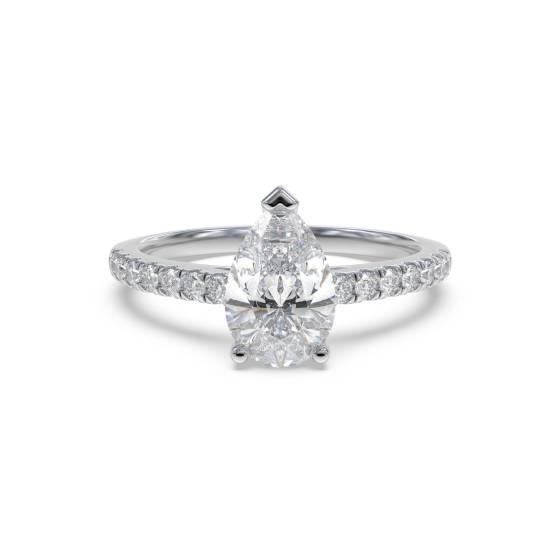 GIA Certified 1.00ct VS1/D Pear Diamond Shoulder Set Ring
