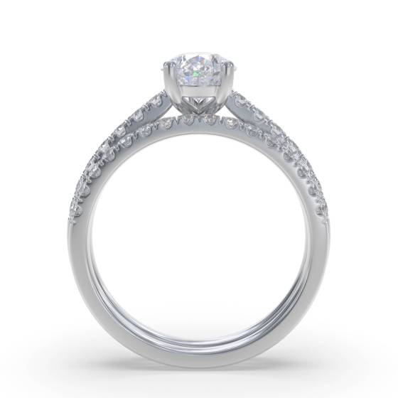 Pear Diamond Shoulder Set Ring With Matching Band
