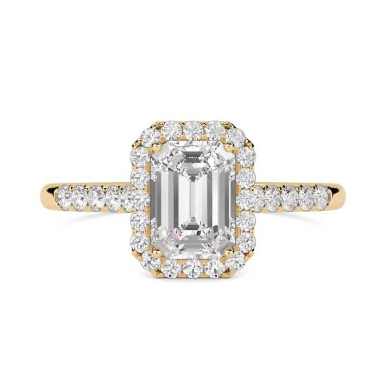 GIA Certified 1.40ct VVS2/E Emerald Diamond Single Halo Shoulder Set Ring