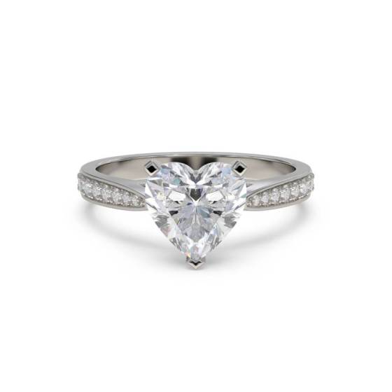 GIA Certified 1.10ct SI1/E Modern Heart Diamond Shoulder Set Ring