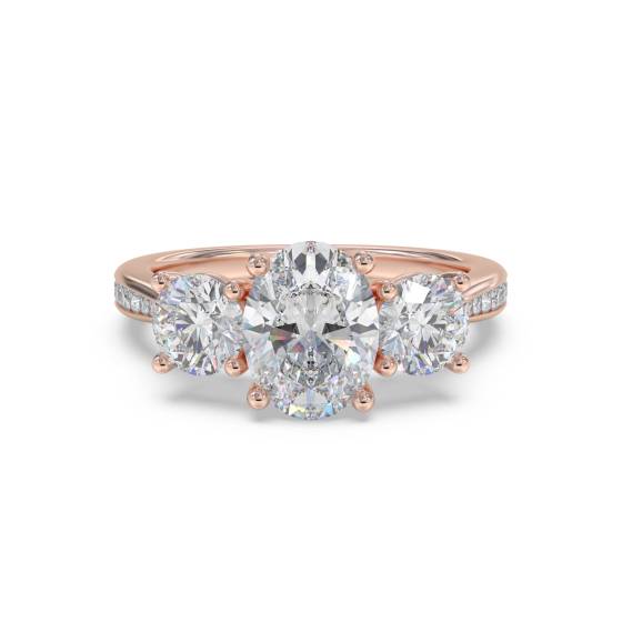 Oval and Round Diamonds Trilogy Shoulder Set Ring