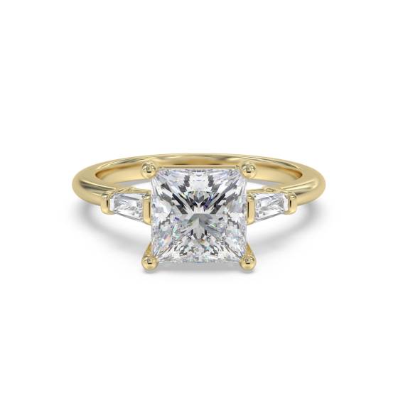 Elegant Princess and Baguette Diamond Trilogy Ring