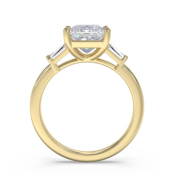 Elegant Princess and Baguette Diamond Trilogy Ring