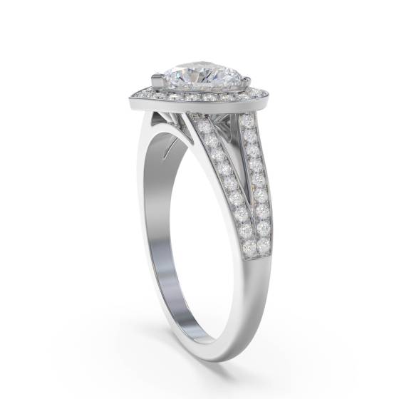 Heart Diamond Single Halo Shoulder Set Ring