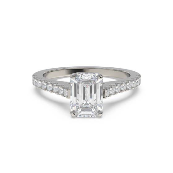 Emerald Diamond Shoulder Set Ring