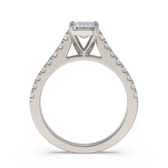 Emerald Diamond Shoulder Set Ring