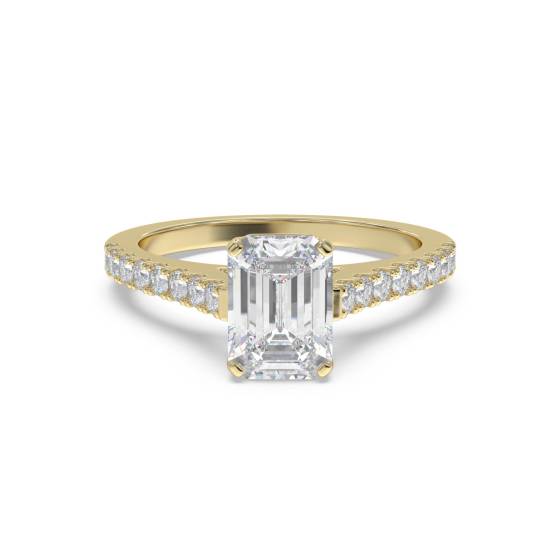 Emerald Diamond Shoulder Set Ring