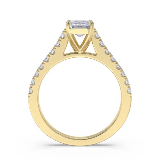 Emerald Diamond Shoulder Set Ring