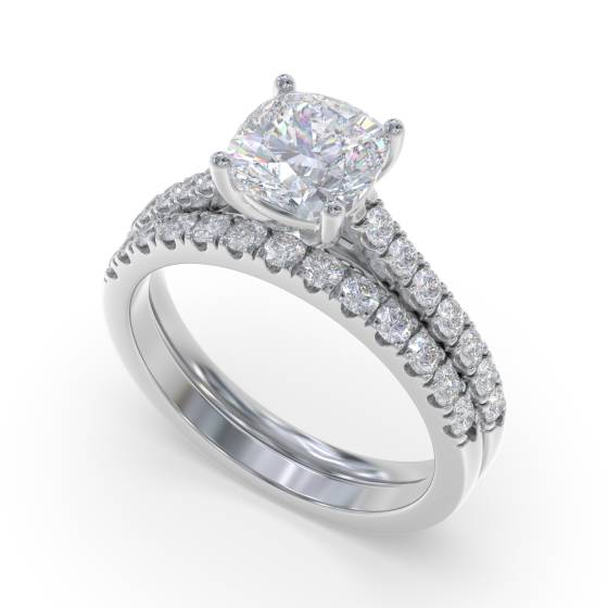 Cushion Diamond Shoulder Set Ring