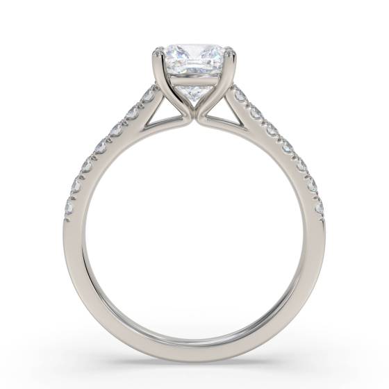 Cushion Diamond Shoulder Set Ring