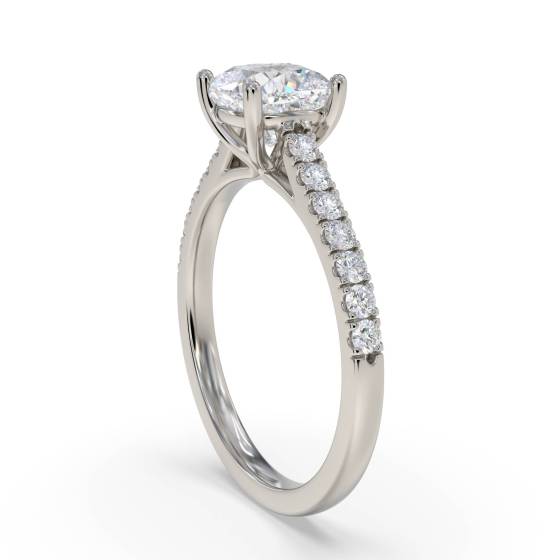 Cushion Diamond Shoulder Set Ring