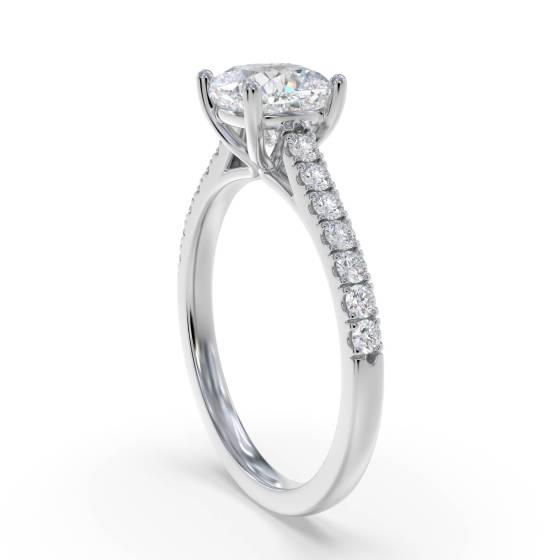 Cushion Diamond Shoulder Set Ring