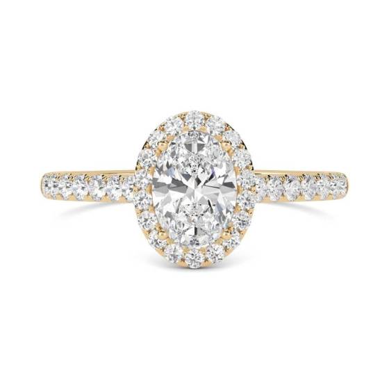 GIA Certified 1.10ct SI1/D Oval Diamond Single Halo Shoulder Set Ring