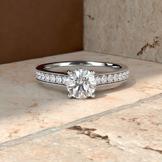 Round Diamond Shoulder Set Ring