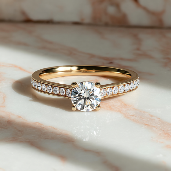 Round Diamond Shoulder Set Ring