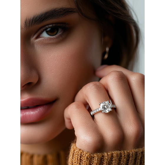 Round Diamond Shoulder Set Ring