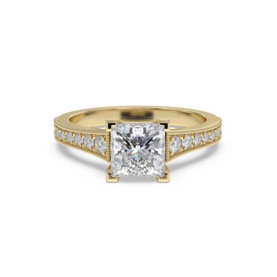 GIA Certified 0.75ct SI1/E Princess Diamond Shoulder Set Ring