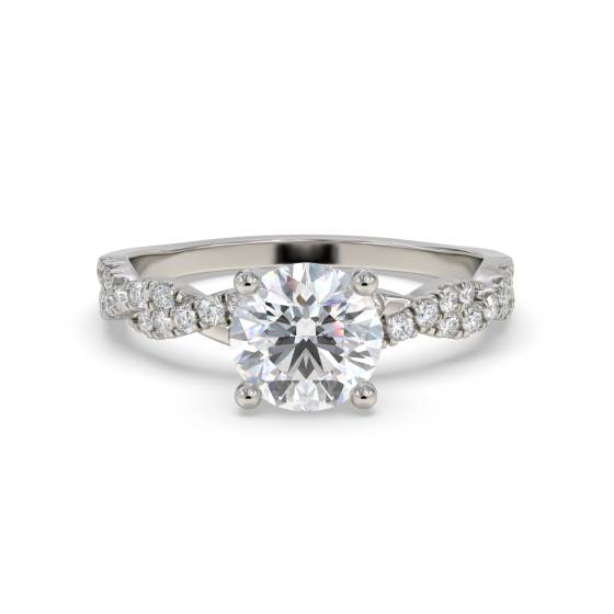 Infinity Twist Round Diamond Vintage Engagement Ring