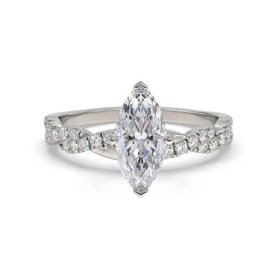Infinity Twist Marquise Diamond Vintage Engagement Ring