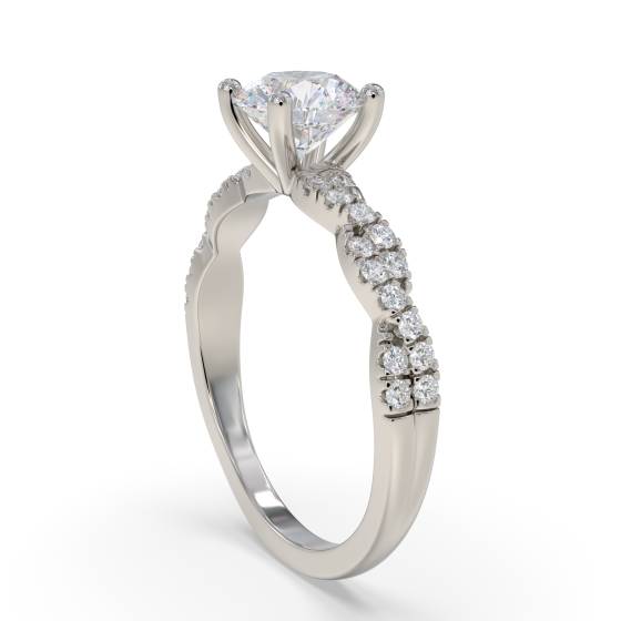 Infinity Twist Round Diamond Vintage Engagement Ring