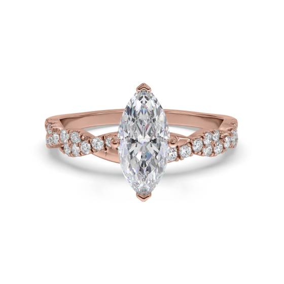 Infinity Twist Marquise Diamond Vintage Engagement Ring