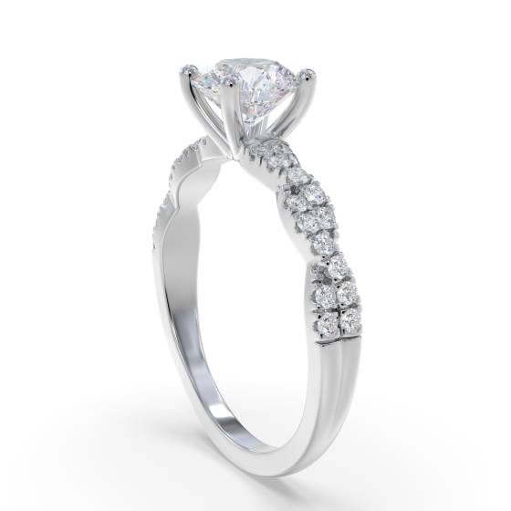 Infinity Twist Round Diamond Vintage Engagement Ring