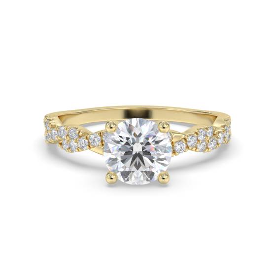 Infinity Twist Round Diamond Vintage Engagement Ring