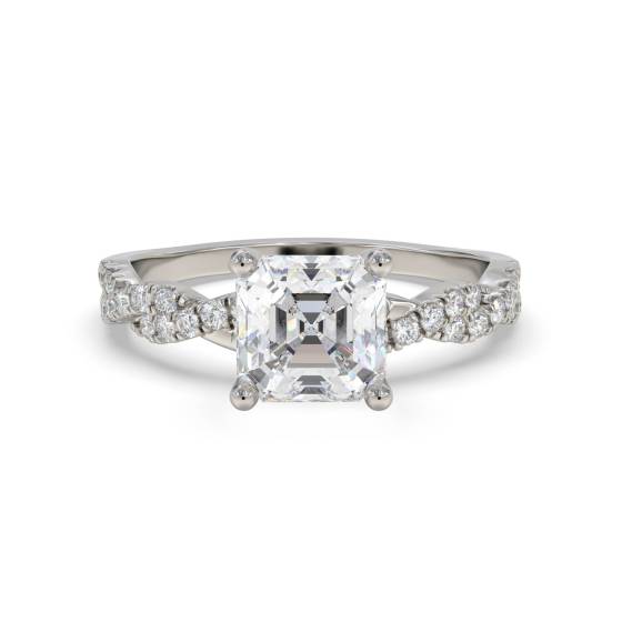 Infinity Twist Asscher Diamond Vintage Engagement Ring