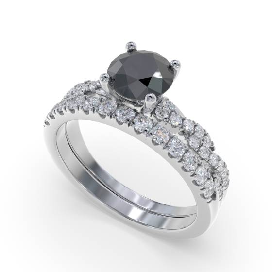 Black Diamond Shoulder Set Ring
