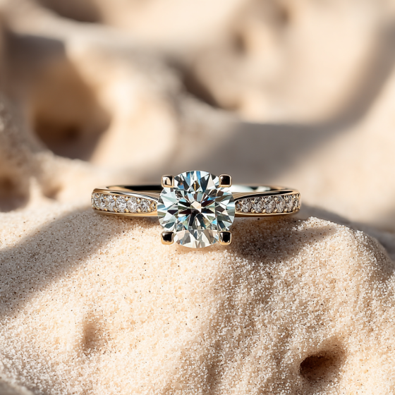 Round Shoulder Set Diamond Engagement Ring