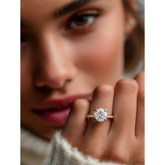 Round Shoulder Set Diamond Engagement Ring