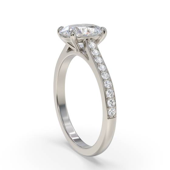 Oval Diamond Shoulder Set Ring