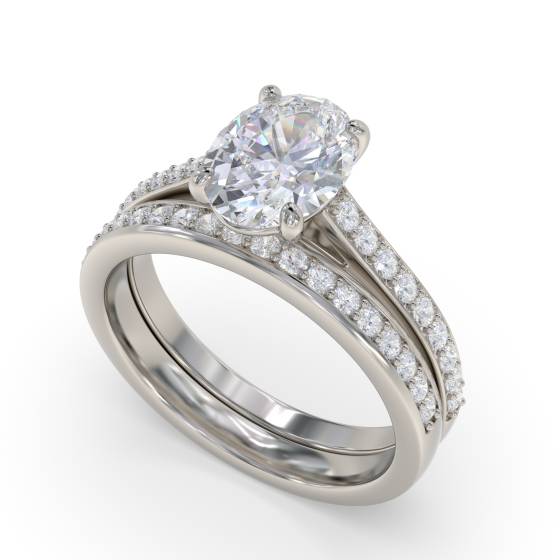 Oval Diamond Shoulder Set Ring