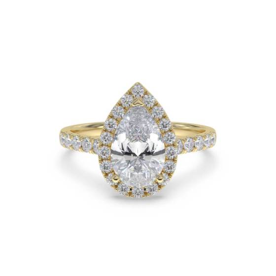 GIA Certified 1.10ct VS1/D Pear Diamond Single Halo Shoulder Set Ring
