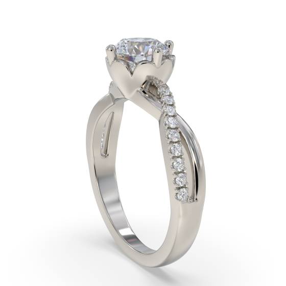 Infinity Twist Round Diamond Engagement Ring
