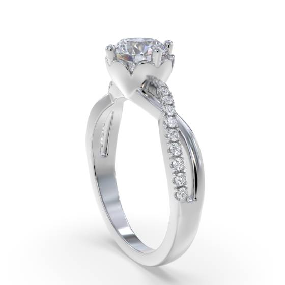 Infinity Twist Round Diamond Engagement Ring